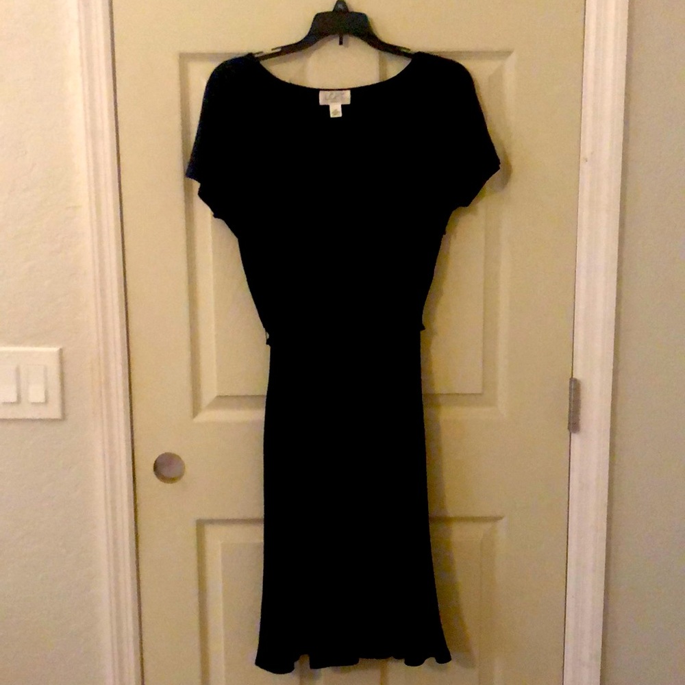 Navy wrap dress.